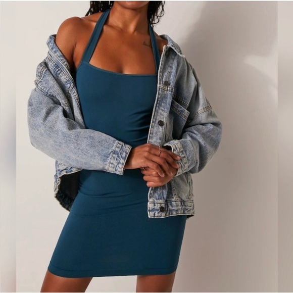 Free People Dresses & Skirts - Free People Taking Sides Bodycon Slip Dress Size XS / Small Teal Blue Green NWOT